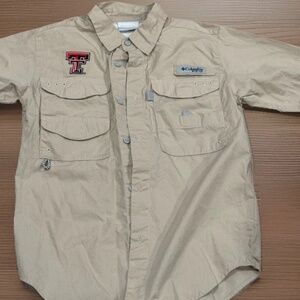 Columbia Texas Tech Red Raiders Khaki Fishing PFG Shirt Youth Youth Medium
